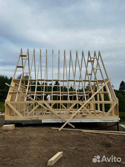 А фрейм с аттиковой стеной (каркас) (A-frame) 6*8