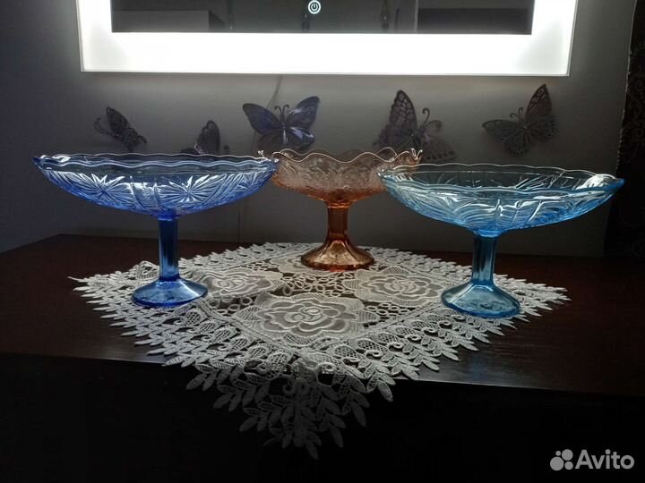 Вазы фруктовницы цветное стекло