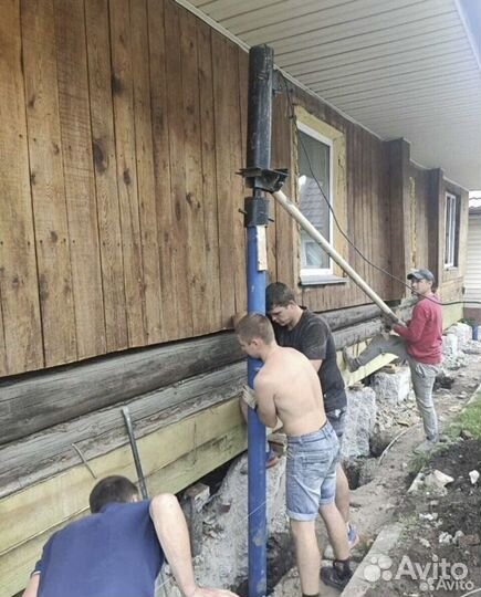 Ремонт фундамента и подъем дома