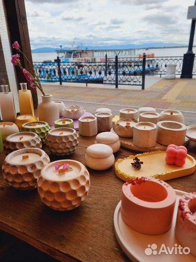 Свечи из соевого воска в гипсе