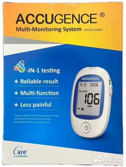 Глюкометр (кетометр) AccuGence+30 полосок