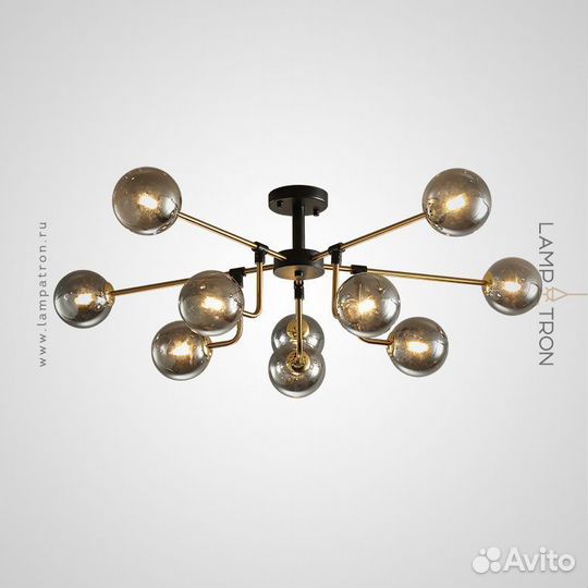 Потолочная люстра agira 10 плафонов. Цвет молочно-белый. agira-milk-10