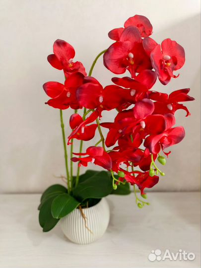 Орхидея искусственная тканевая в кашпо