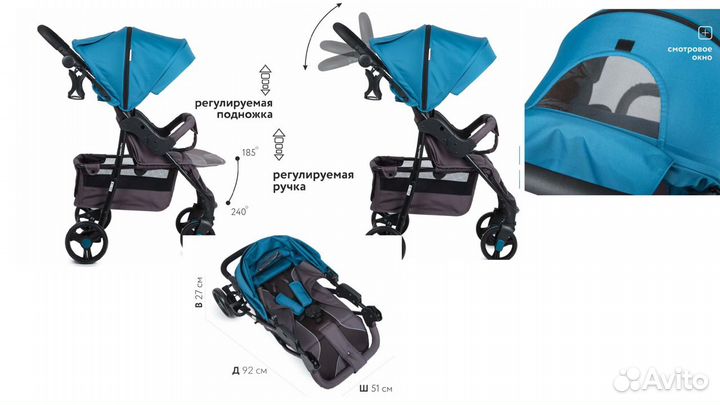 Коляска прогулочная Babyton Comfort Plus Blue