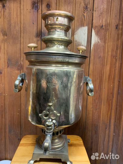 Самовар царский 6 литров Латунь Хлудов