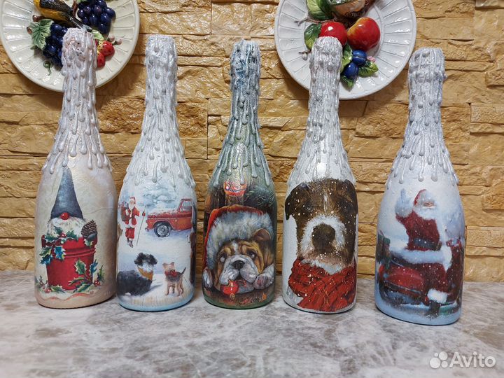 Новогодний декор бутылок, подарки