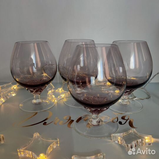 Бокалы рюмки СССР дымчатый хрусталь