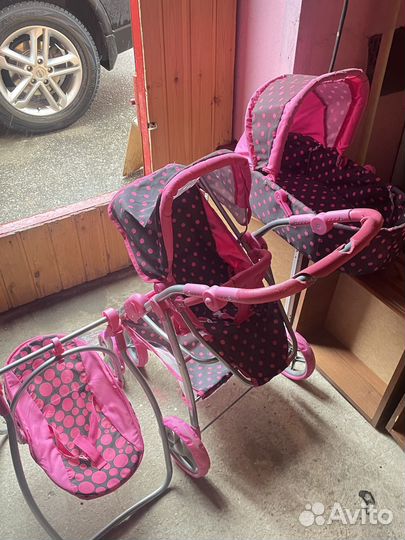 Коляска для кукол 2 в 1, качели-стульчик