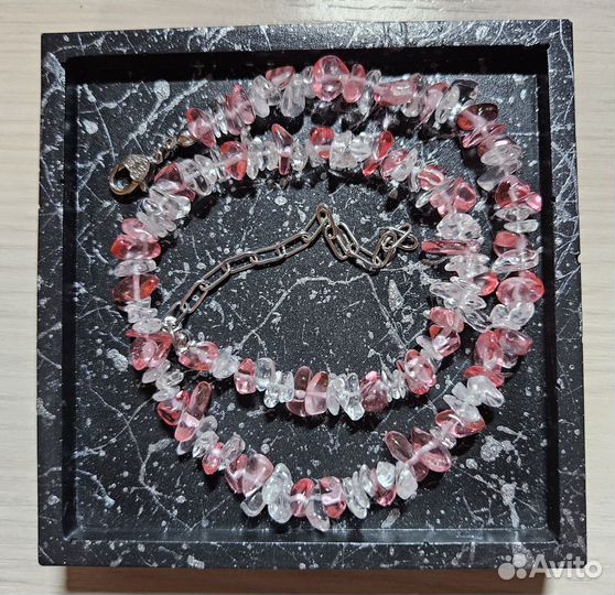 Колье ручной работы кварц и горный хрусталь