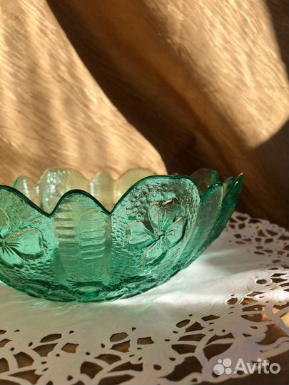 Салатник цветное стекло СССР зеленый