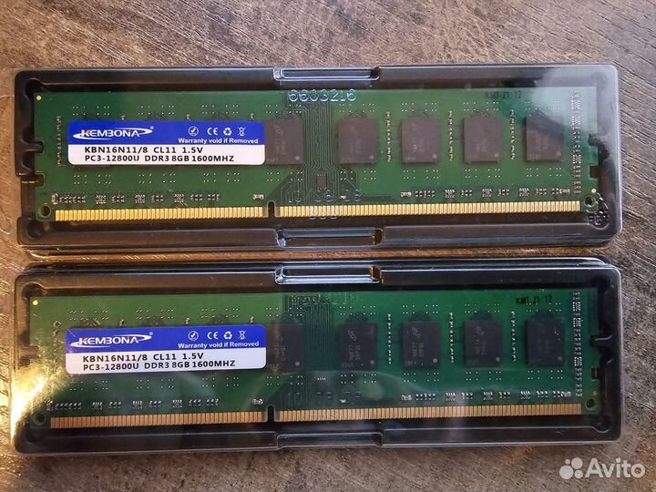 Память kembona KBN16N11/8, DDR3, PC3-12800, 8 Гб