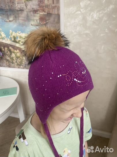 Теплая финская детская шапка для девочки