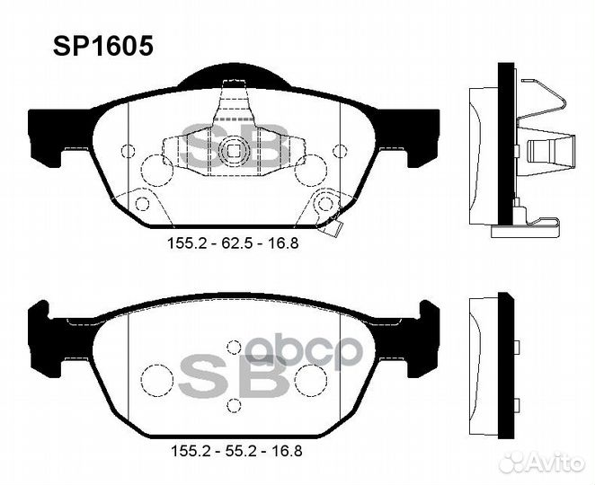 Колодки тормозные передние sangsin brake SP1605