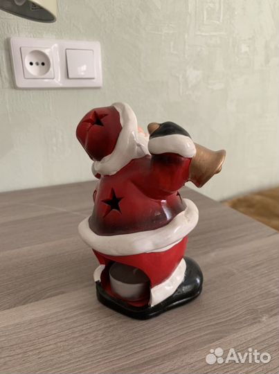 Фарфоровый подсвечник статуэтка дед мороз