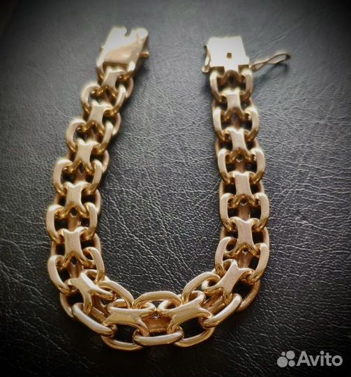 Золотой браслет 585 пробы 60 грамм двойной якорь