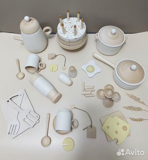 Детская деревянная посуда для кухни