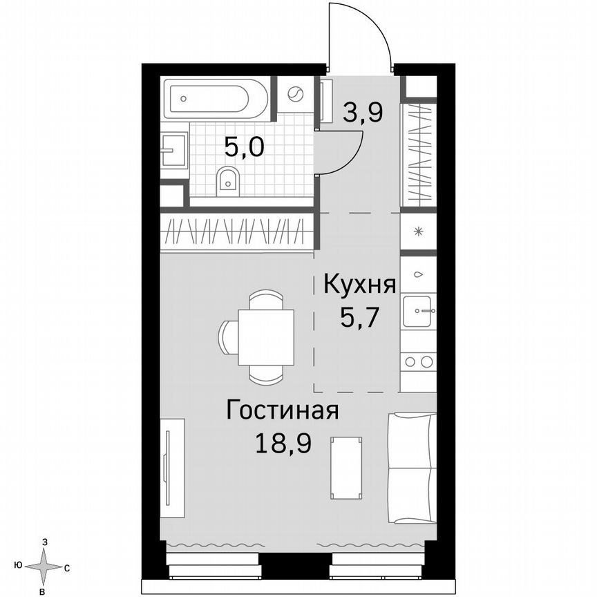 Квартира-студия, 33,5 м², 32/32 эт.