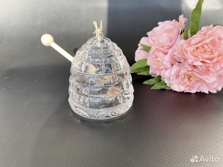 Мёдница хрустальная Crystal Bohemia новая Улей