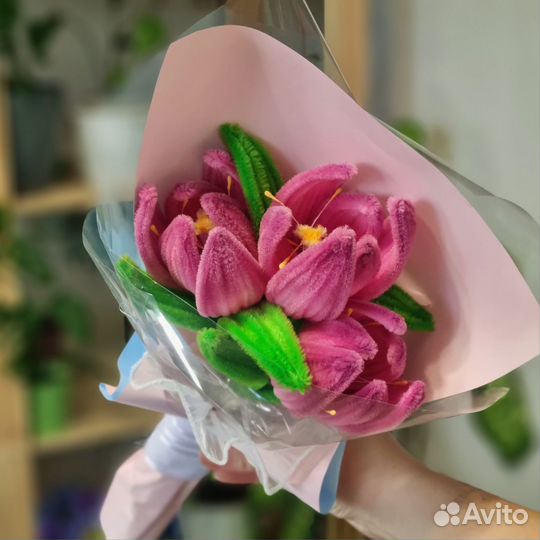 Тюльпаны из синельной проволоки/букет на 8 марта