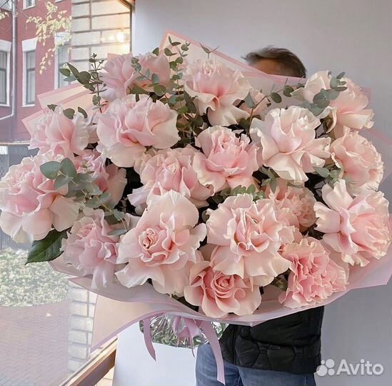 Букет цветы крупные французские розы