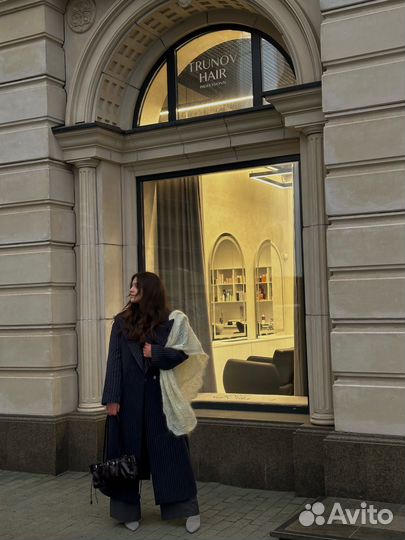 Пальто женское в полоску