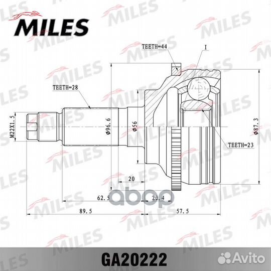 ШРУС mazda 6 1.8-2.0 02- нар.(ABS) GA20222 Miles