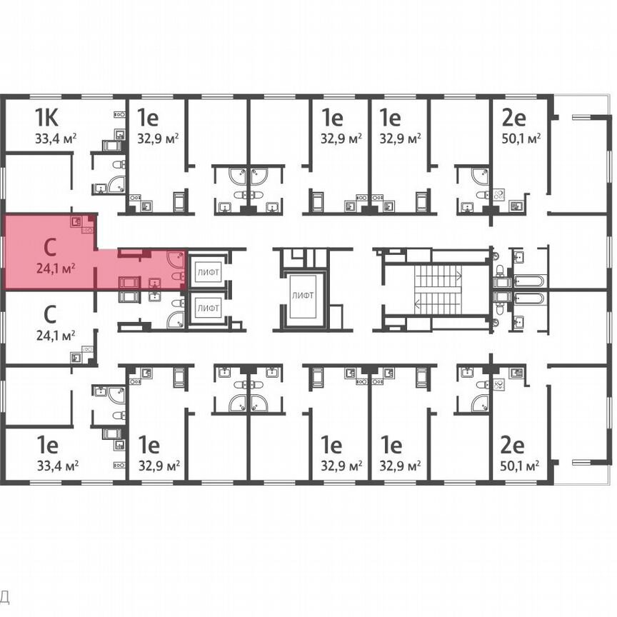 Квартира-студия, 24,1 м², 7/16 эт.