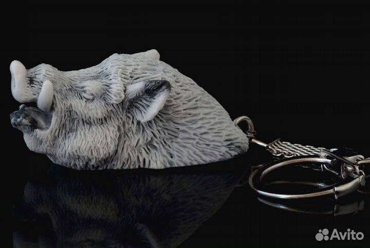Брелок Голова Дикого Кабана литьевой мрамор