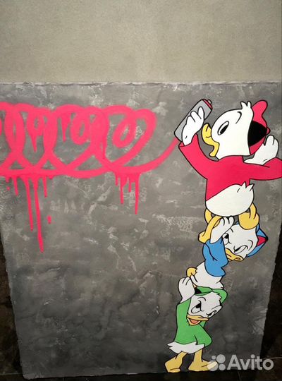 Картина большая акрилом на холсте граффити Дисней
