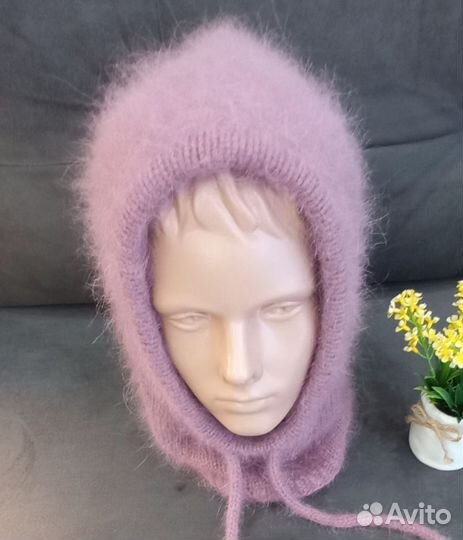 Капор, капюшон вязаный из пуха норки