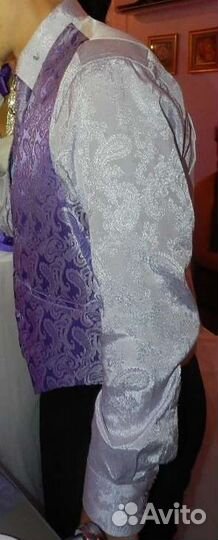 Жилетка, галстук и платок сиреневые