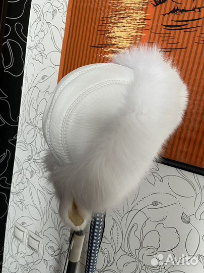 Шапка натуральная кожа, песец