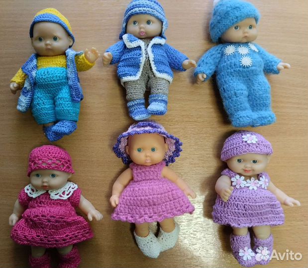 Пупсики 12см в одежде ручной вязки