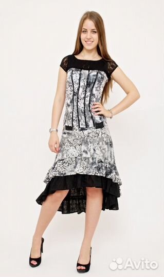 Юбка Anna Rachele. Черно-белая с черным шитьем вни