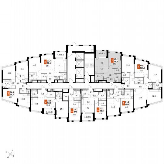 2-к. квартира, 46,4 м², 3/29 эт.