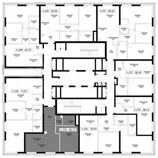 1-к. квартира, 50,5 м², 28/43 эт.