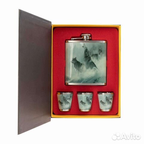 Фляжка и набор стопок книга охотника волки