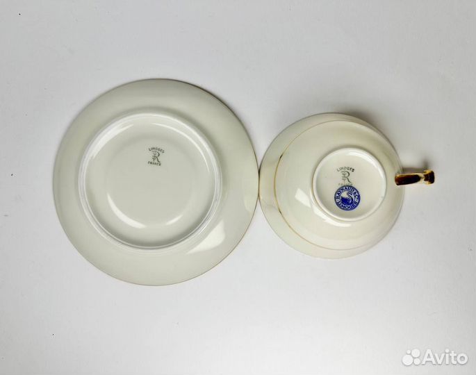 Винтажная чайная пара Raynaud & Co, Limoges 1943г