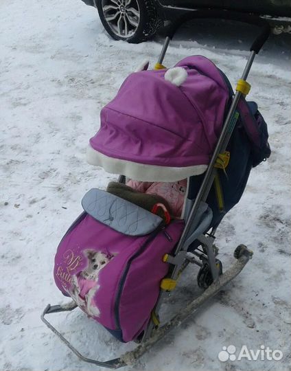 Коляска санки Ника 7-2 с выкатными колёсами