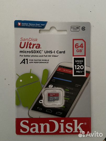 Карта памяти MicroSD SanDisk Ultra 64GB