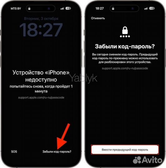 Сброс пароля iPhone
