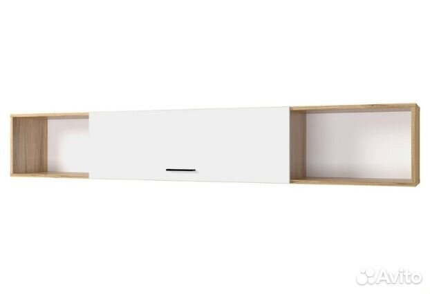 Полка навесная Голди Лонг белый, дуб золотой