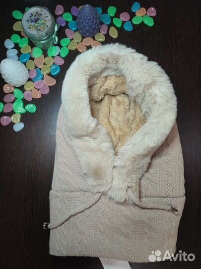 Капор зимний женский беж серый новый