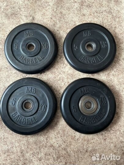 Спортивные блины 1, 1,25, 5 кг. и грифы