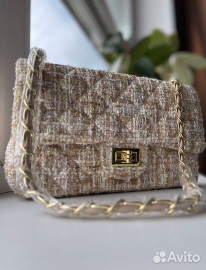 Новая Твидовая сумка в стиле chanel на цепочке