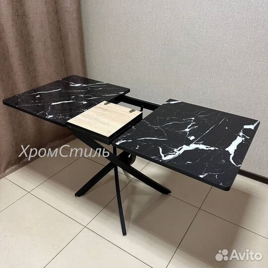 Прямоугольный раздвижной стол Ежик со стеклом