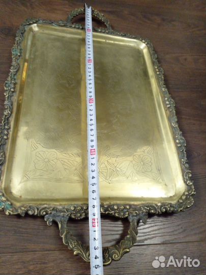 Старинный латунный поднос