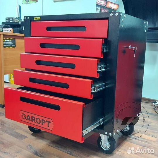 Тележка для автосервиса, 5 ящиков, с замком