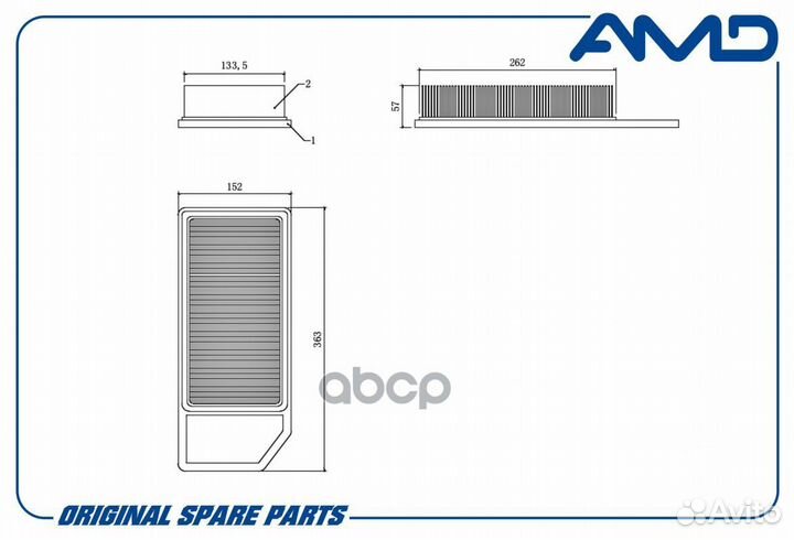 Фильтр воздушный citroen (C5 II) (2004-2008) PE