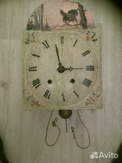 Часы ходики 18 век с деревянным механизмом